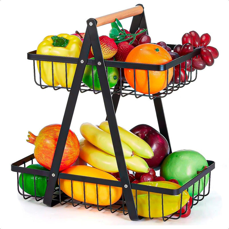 Cesto De Frutas Metalico Frutero Mesa Cesto Frutas 2 Niveles