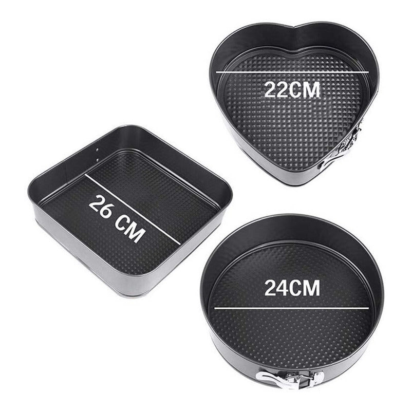 Set 3 Molde De Corazon Desmontable Antiadherente Torta Pan