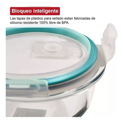 Set 3 Contenedores Envases De Vidrio Redondos Herméticos