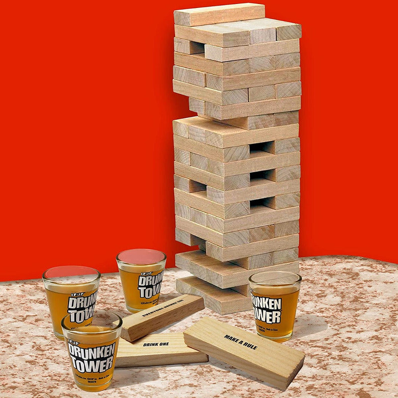 Juego De Mesa Drunken Tower Con 4 Vasos Tragos Shots