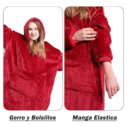 Pack X2 Poleron Frazada Gigante Poleron Sherpa Polar Capucha