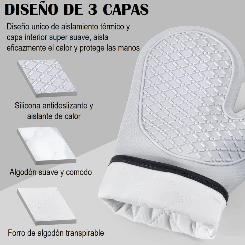 Pack X2 Guantes Para Horno Toma Ollas Guantes Silicona Cocin