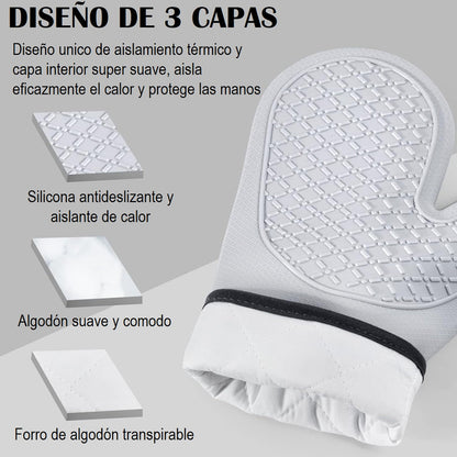 Pack X2 Guantes Para Horno Toma Ollas Guantes Silicona Cocin