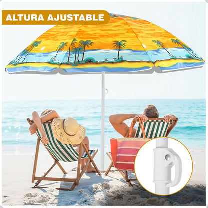 Sombrilla Paraguas Quita Sol Para La Playa 150cm Multicolor