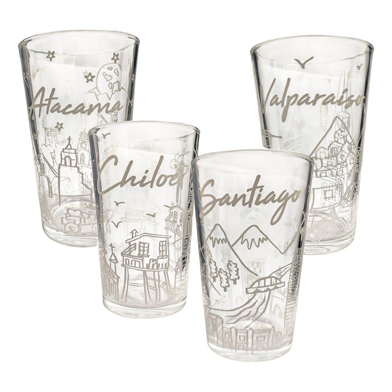 Set 4 Vasos De Vidrio Vasos Vidrio Jugo Juego De Vasos Chile Arcashopping Vasos Shoperos Vasos Postres Vasos Cerveceros Vasos Con Diseño Vasos Chilenos