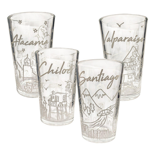 Set 4 Vasos De Vidrio Vasos Vidrio Jugo Juego De Vasos Chile Arcashopping Vasos Shoperos Vasos Postres Vasos Cerveceros Vasos Con Diseño Vasos Chilenos