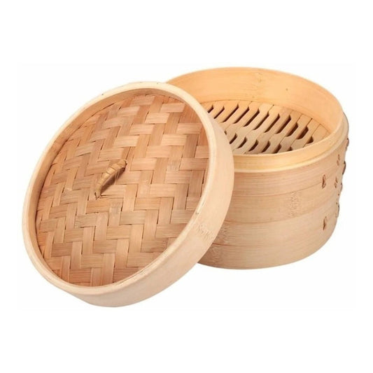 Olla Vaporera De Bambu Olla De Vapor Cesta 2 Niveles 26cm