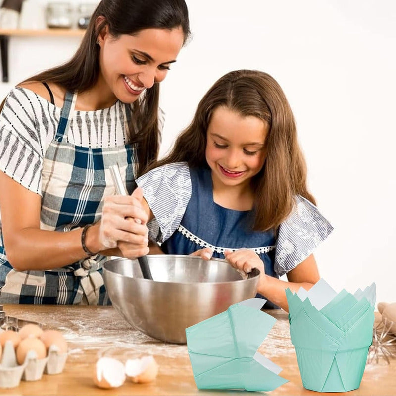 Pack 24 Capsulas De Papel Para Muffins Tulipán Molde Cupcake