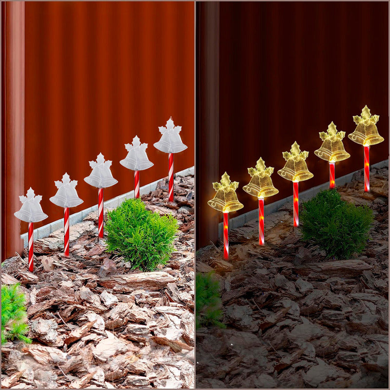 Pack X5 Luces Navideñas Solares Campana Calida Luces Navidad Exterior Solares Estaca Navieña Campana Calida Arcashopping Luces Navideñas Estacas Solares Luces Navidad Solar