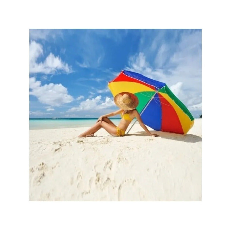 Sombrilla Paraguas Quita Sol Para La Playa 150cm Multicolor
