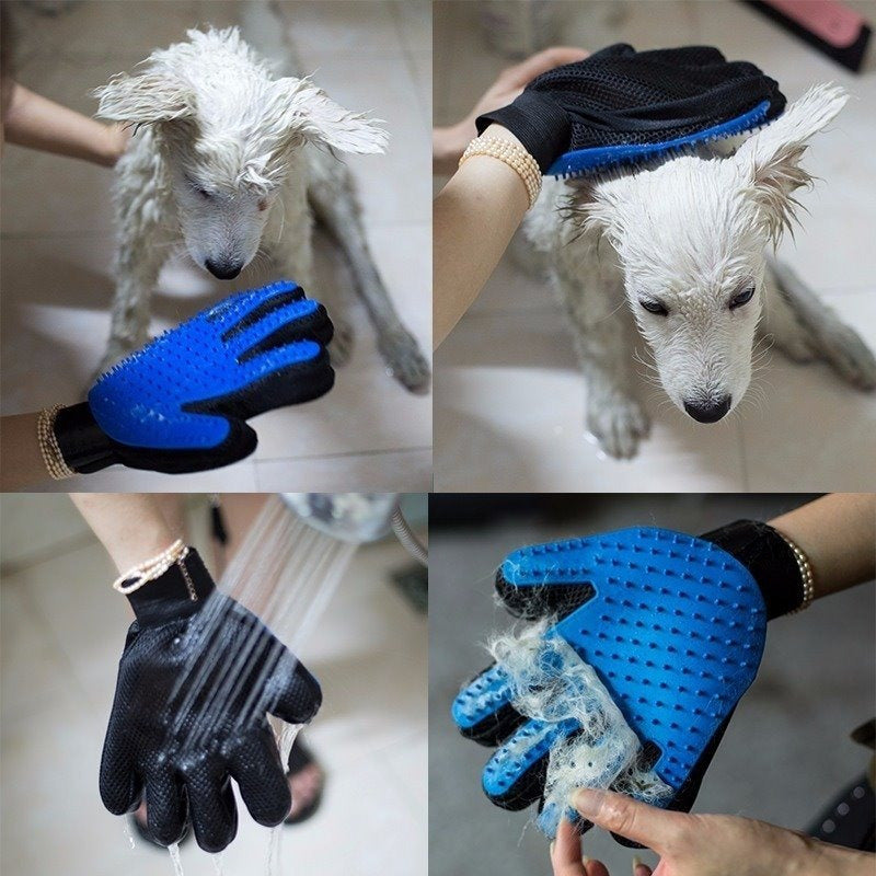 Guantes Removedores De Pelo Suelto Para Perros Y Gatos De Color Azul Verdadero