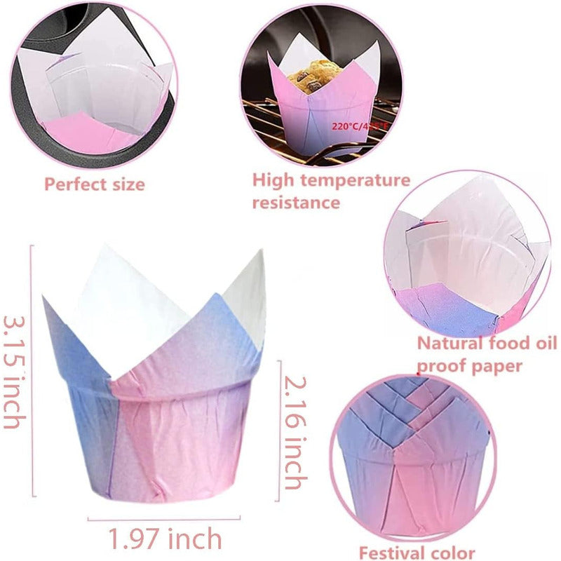 Pack X24 Capsula Para Hornear Capsulas Cupcakes Tulipanes Cu