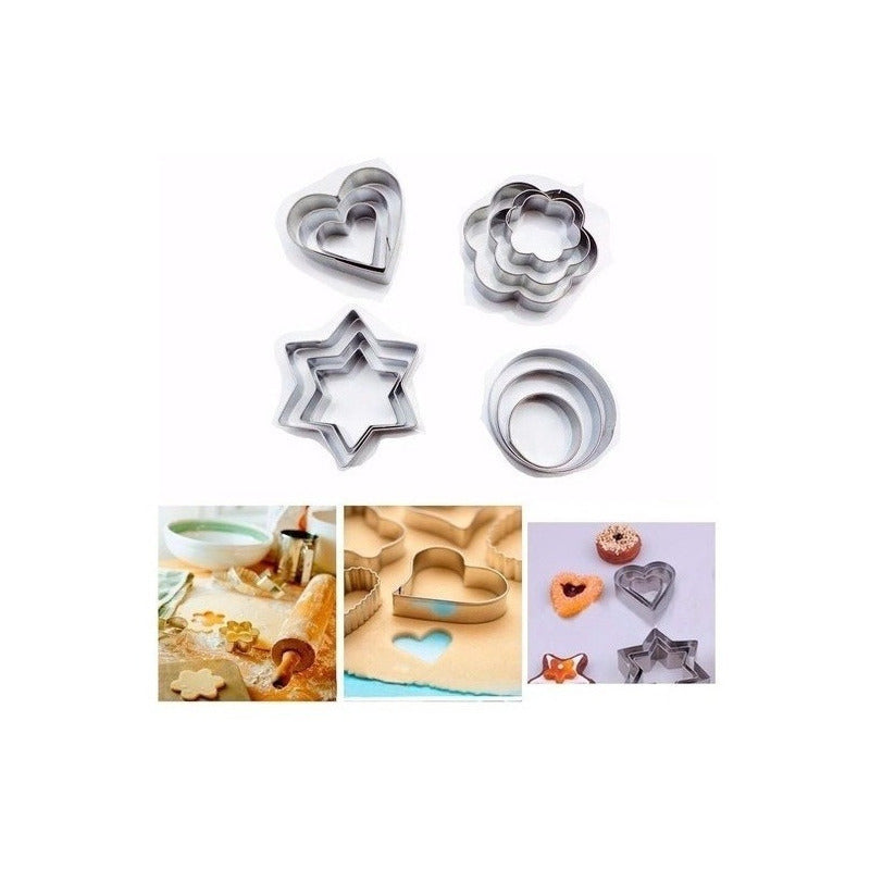 Kit De 12 Moldes Cortadores De Masa Para Moldes De Galletas De Acero Inoxidable