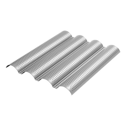 Molde Perforado Antiadherente 4 Pan Francés Baguette Baguete Arcashopping Molde Perforado Metalico Antiadherente Para Pan Francés Pan Baguette
