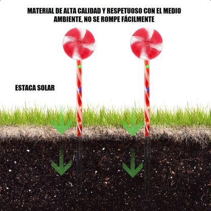 Pack X5 Estacas Solares Luces Navideñas Luces De Navidad