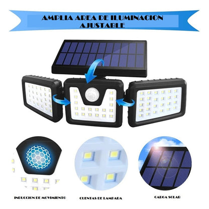 Pack X2 Focos Solar Led Exterior Foco Solar Con Sensor 74led