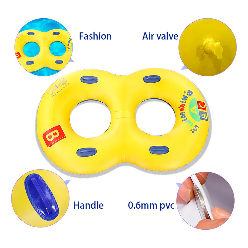 Flotador Inflable Doble Para Piscina Flotadores 2 Personas Color Amarillo