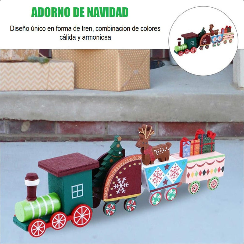 Tren Madera Adornos Navideños Decoración Hogar Navidad Regal