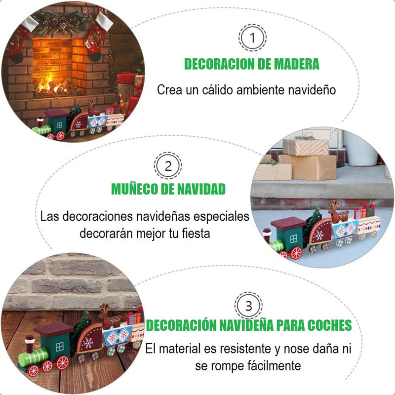 Tren Madera Adornos Navideños Decoración Hogar Navidad Regal