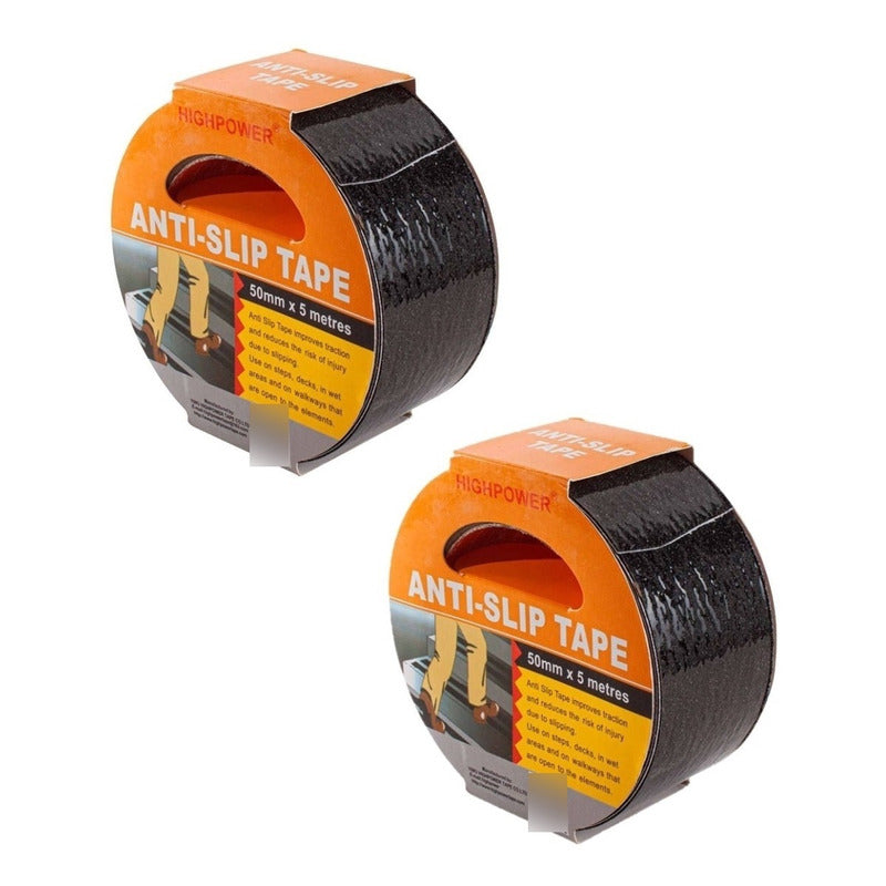 X5 Cinta Antideslizante Negro 50mmx5mts Para Pisos Escalera