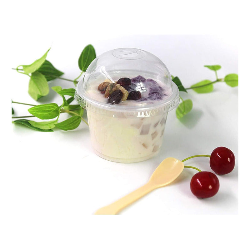 Pack 25 Envases De Plástico Desechables Con Tapa Vaso Postre
