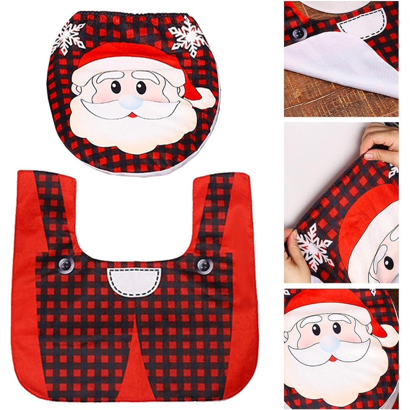 Set Fundas Para Baño De Navidad 2 Piezas Fundas Navideñas