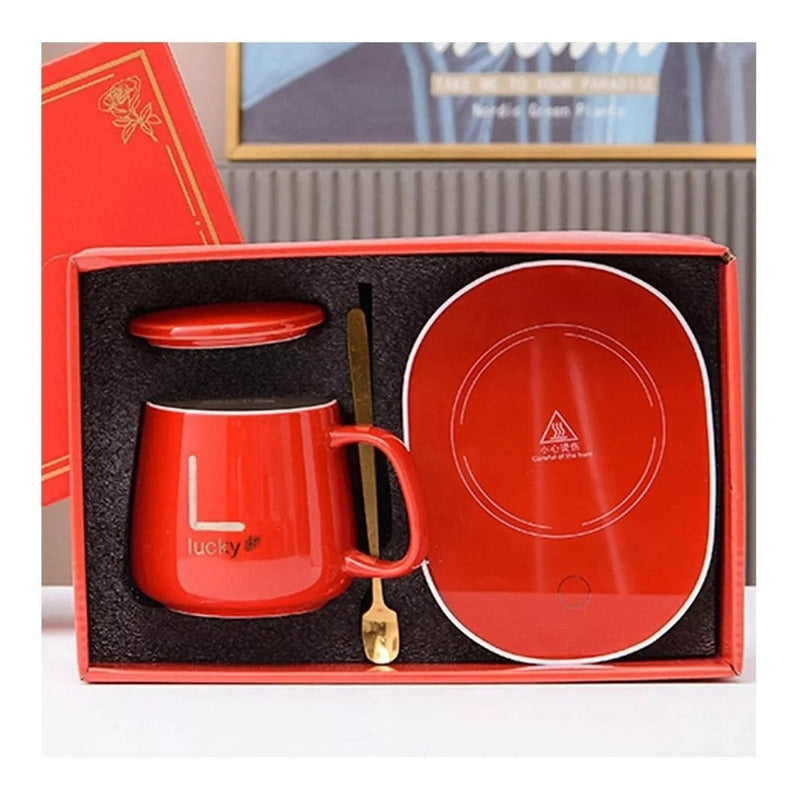 Pack X2 Taza Con Calentador Tazon Tazas De Cafe Temperadas