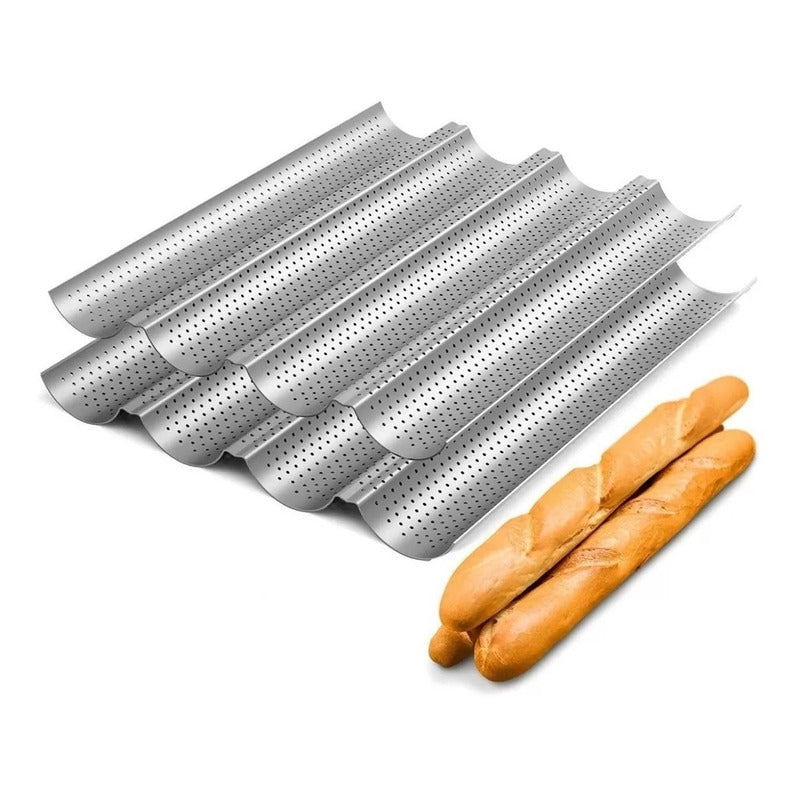 Pack X2 Molde Perforado Antiadherente Para Pan Francés Pan