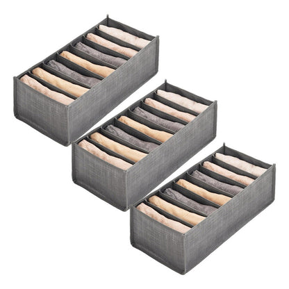 Pack X3 Organizador De Ropa 7 Divisiones Ropa Interior Color Gris