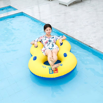 Flotador Inflable Doble Para Piscina Flotadores 2 Personas Color Amarillo