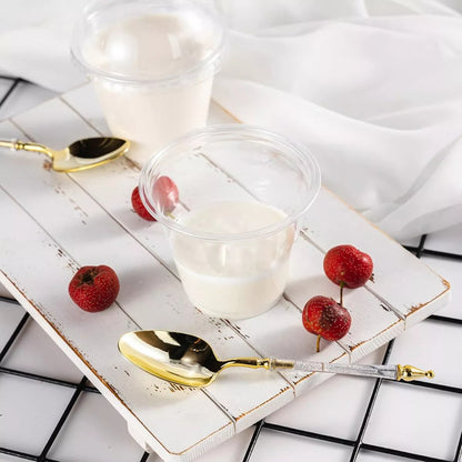 Pack X50 Vasos Acrilicos Desechables Pack X50 Vasos Para Postres Pack Vasos Acrilicos Postres Tapa Pocillos X50 Pack X50 Vasos Acrilico Para Postre Con Tapa Pocillos 210ml Arcashopping
