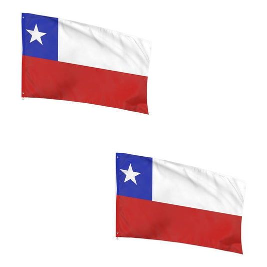 Pack X2 Bandera Chilena De Estrella Bordada 90x135cm Bandera