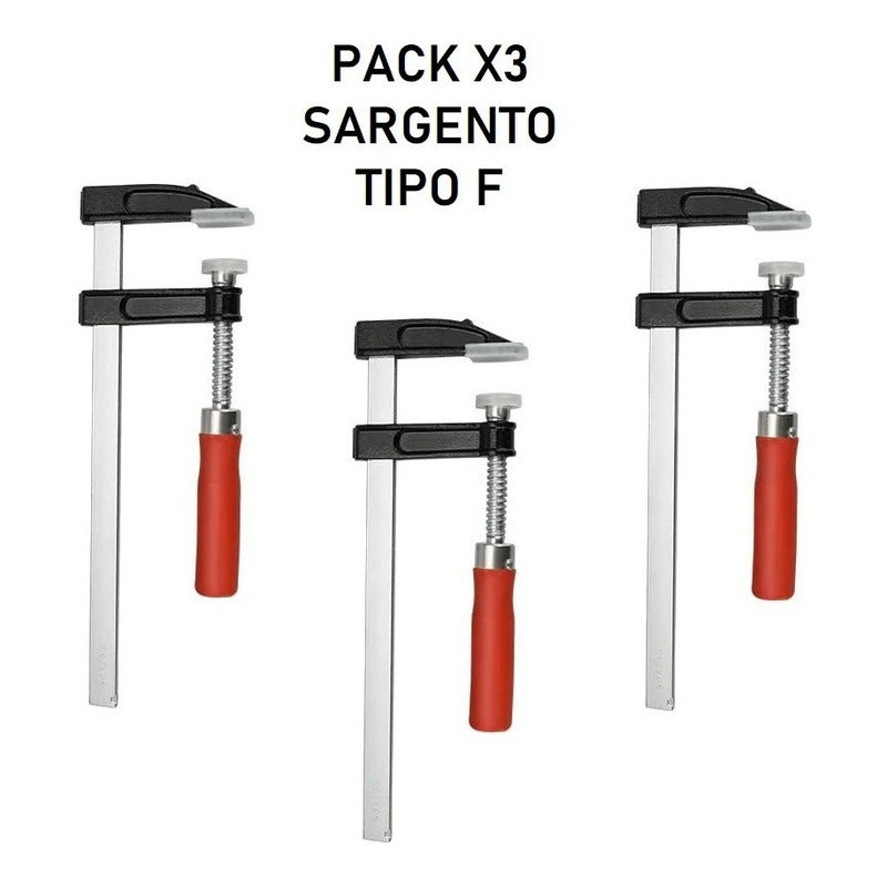 Pack X3 Prensa Sargento Tipo F Carpintería 200x50mm Abrazade