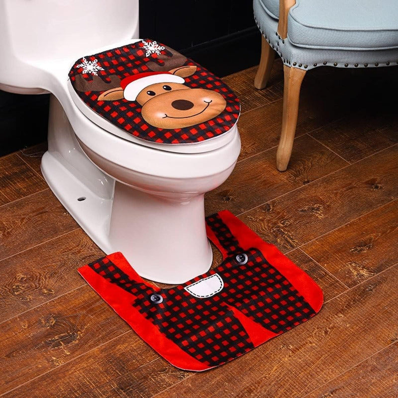 Set Fundas Para Baño De Navidad 2 Piezas Fundas Navideñas
