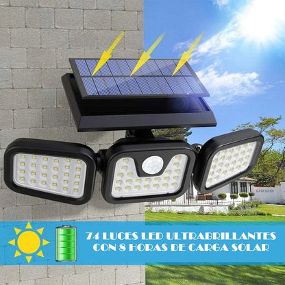 Pack X2 Focos Solar Led Exterior Foco Solar Con Sensor 74led