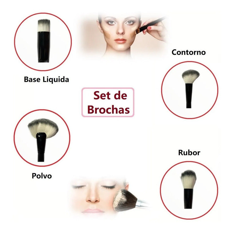 Set Brochas De Maquillaje Set De Brochas Iluminador Maquilla