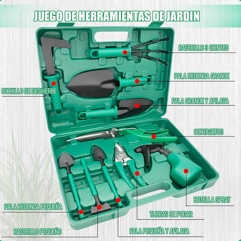 Kit De Jardineria Acero Tijera De Podar Rastrillo Pala Huert