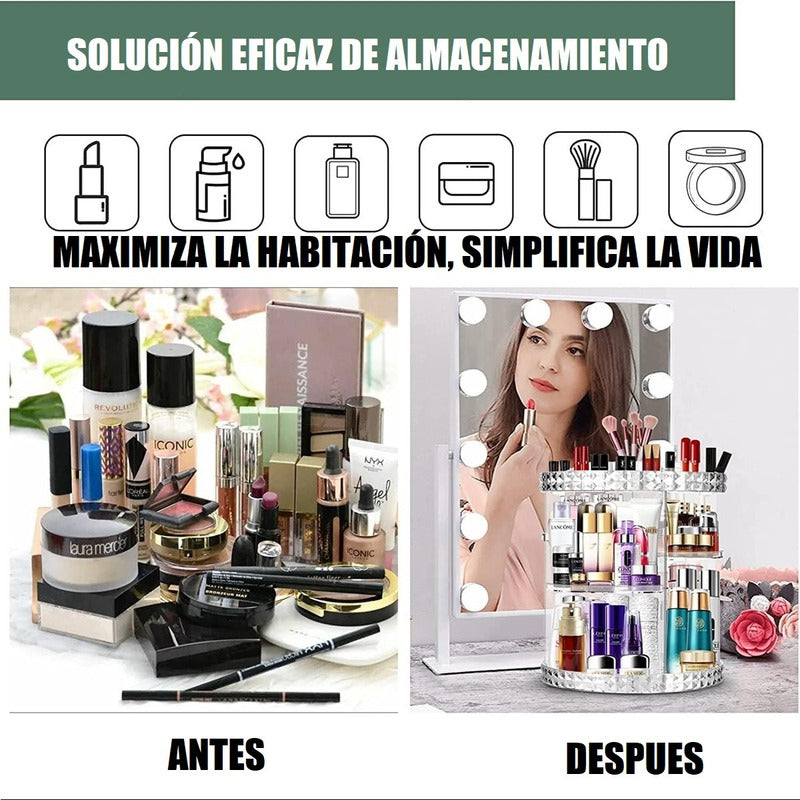 Organizador De Maquillaje Giratorio Organizador 360 Ajustabl