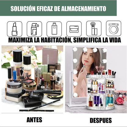 Organizador De Maquillaje Giratorio Organizador 360 Ajustabl
