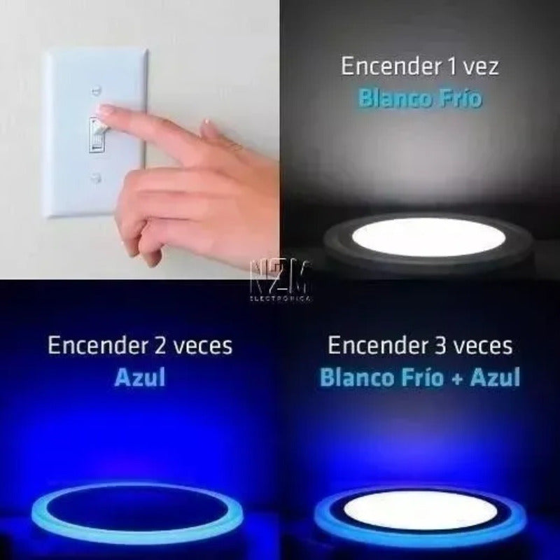 Plafon Led Plafon Techo Focos Led Interior 12+4w Blanco Azul