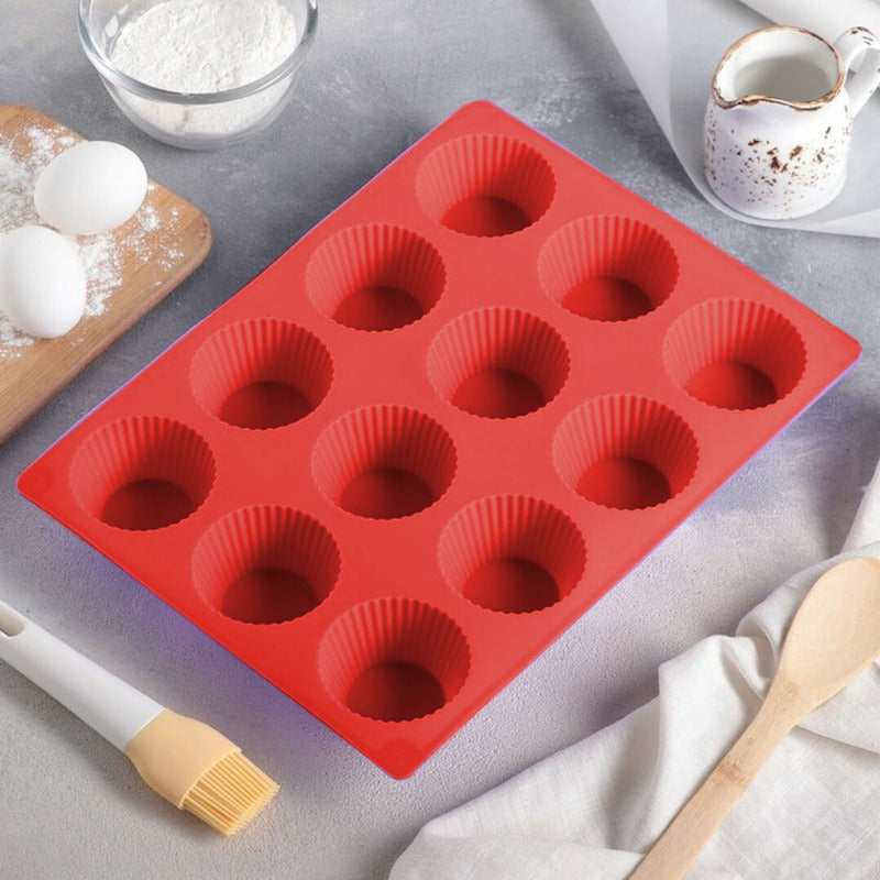 Molde Muffins Molde De Silicona 12 Cup Molde Cupcakes Repost Color Rojo