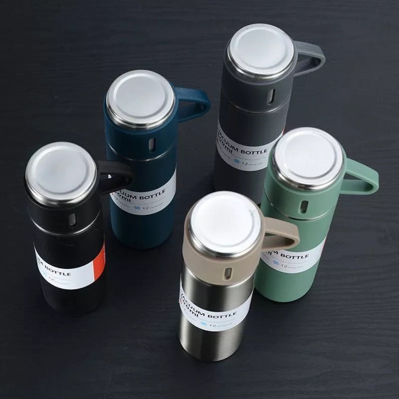 Set Termos Para Agua Caliente Termo Cafe + 3 Tazas 500 Ml