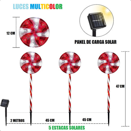 Pack X5 Estacas Solares Luces Navideñas Luces De Navidad