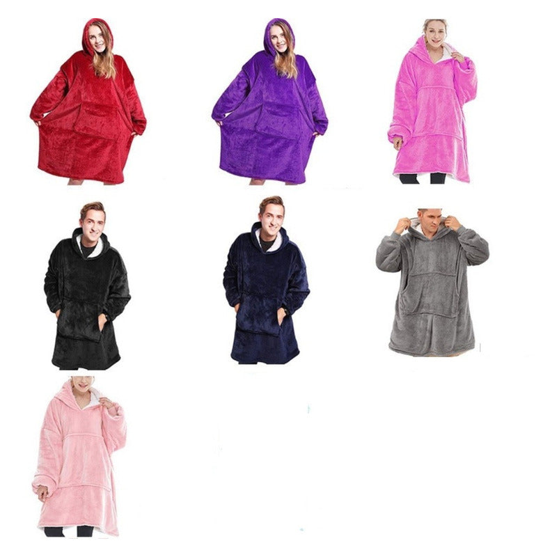 Pack X2 Poleron Frazada Gigante Poleron Sherpa Polar Capucha