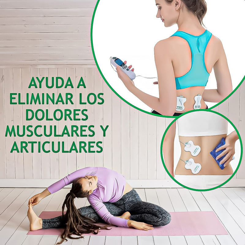 Set Electroestimulador Tens 8 Electrodos Cinta Kinesiologica
