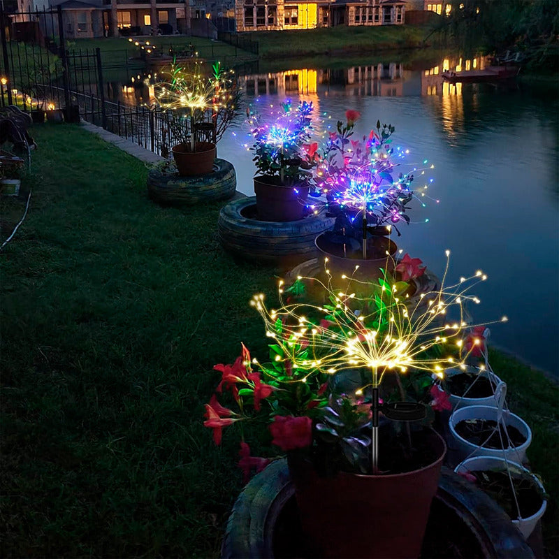 Luces Hadas Navidad Solares Luces Fuego Artificial Exterior