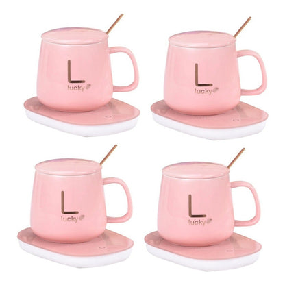 Pack X4 Taza De Café Con Calentador Eléctrico Juego De Tazas