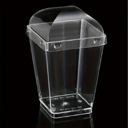 Pack X100 Vasos Acrílico Con Tapa 150ml Pocillo Para Postres