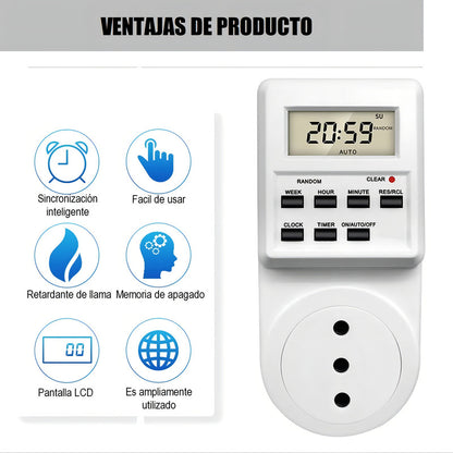 Enchufe Timer Digital Programable Temporizado 24h Timer Enchufe Digital 230v 3500w Arcashopping Enchufe Digital Enchufe Programable Temporizador Dimmer 24hrs Enchufe Inteligente