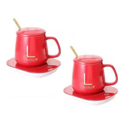 Pack X2 Taza Con Calentador Tazon Tazas De Cafe Temperadas